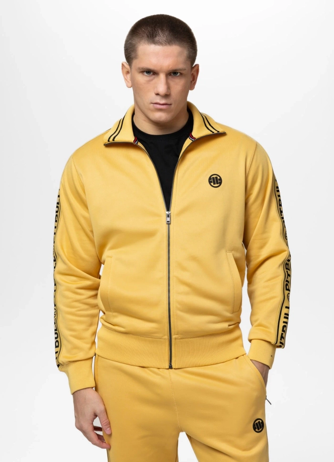 Bluza męska rozpinana Pit Bull Oldschool Tape Logo jasno żółta