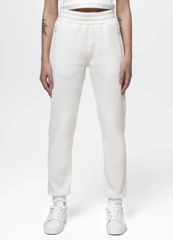 Spodnie dresowe damskie Pit Bull Fiora off-white białe