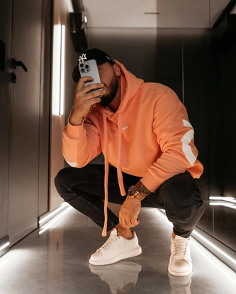 Bluza męska z kapturem Olavoga Vinta coral pomarańczowa