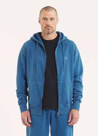 Bluza męska z kapturem Pitbull Pit Bull Lancaster 2 ZIP Washed niebieska