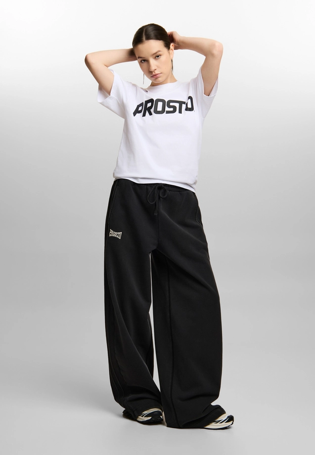 Spodnie dresowe damskie oversize Prosto Baloon sprane czarne