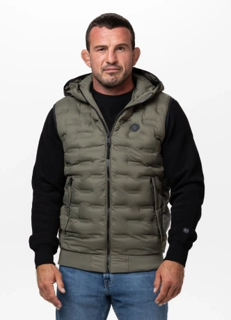 Bezrękawnik męski Kamizelka z kapturem Pit Bull Fisk oliwkowa zielona