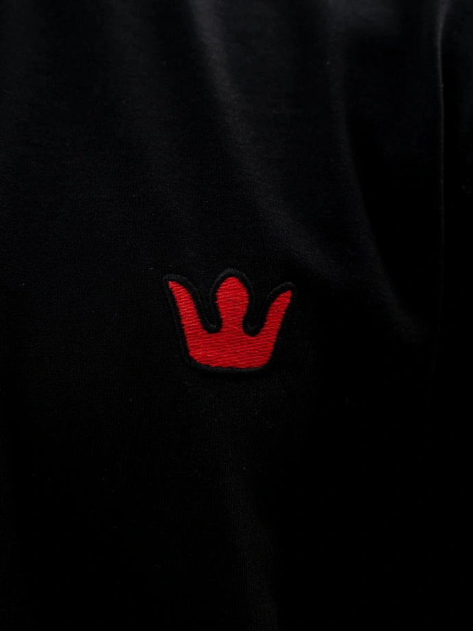 Koszulka t-shirt męski Jigga Wear Haft Simple Crown czarna