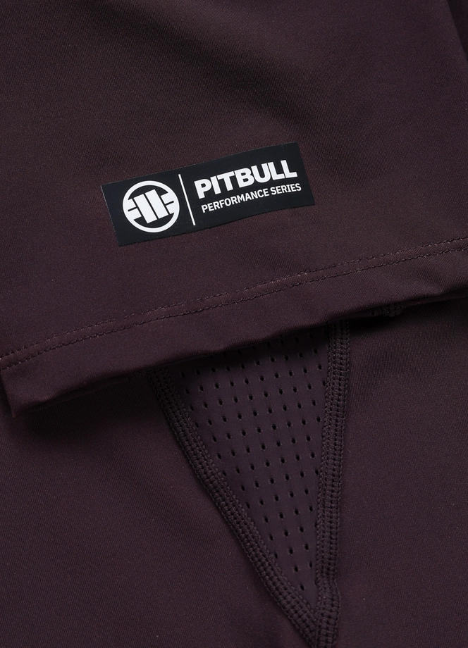 Koszulka męska rashguard Pitbull Logo Palms brązowa