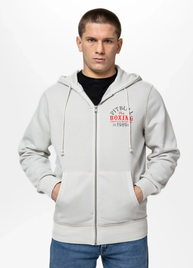 Bluza męska rozpinana z kapturem Pitbull Champion Bloodline biała