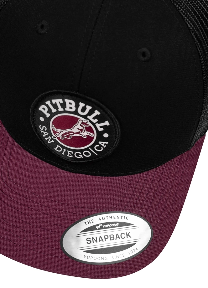 Czapka z daszkiem Snapback Trucker Pit Bull Pitbull San Diego CA czarno/bordowa