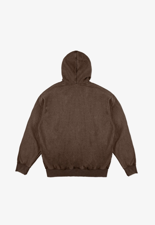 Bluza męska z kapturem oversize Prosto Checked brązowa