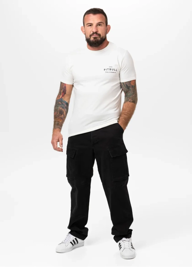 Koszulka męska T-Shirt Pit Bull Pitbull USA CAL Slim Fit biała