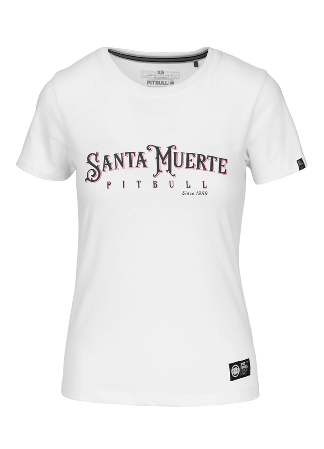 Koszulka damska T-shirt Pit Bull Santa Muerte Rose biała
