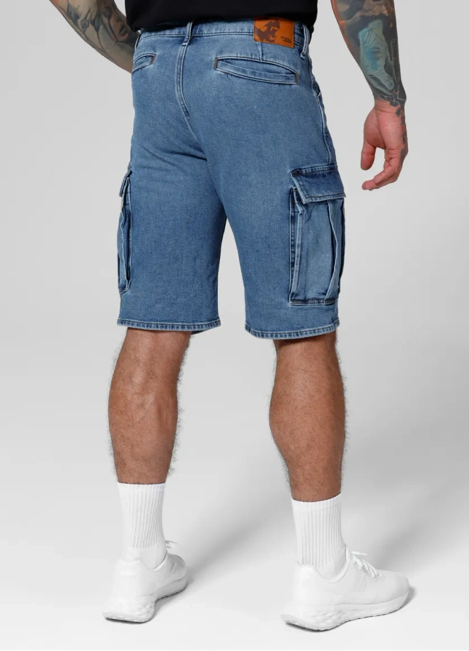 Spodenki szorty jeans bojówki męskie Pitbull Classic Wash Deerhorn jasno niebieskie