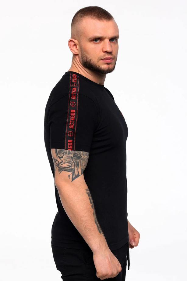 Koszulka męska T-shirt Octagon Stripe czarno/czerwona