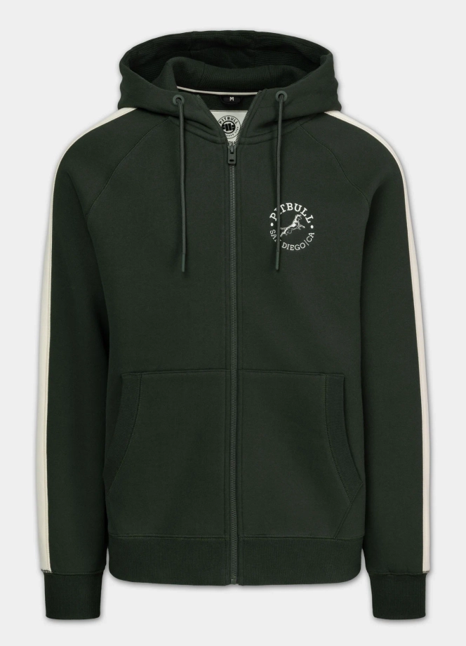 Bluza męska rozpinana z kapturem Pit Bull San Diego CA ciemno zielona