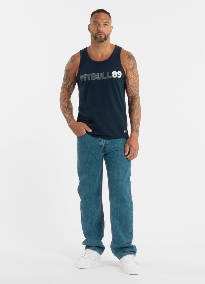 Koszulka męska tank top Pit Bull Pitbull Dog 89 25 ciemno granatowa
