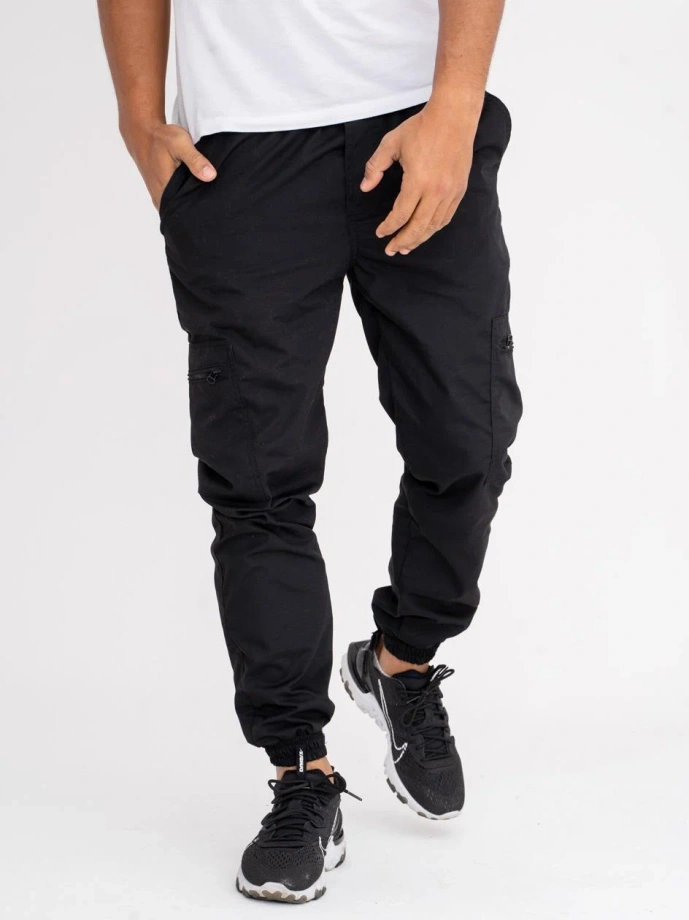 Spodnie męskie Materiałowe Jogger Bojówki Jigga Wear Crown Ripstop Cargo czarne
