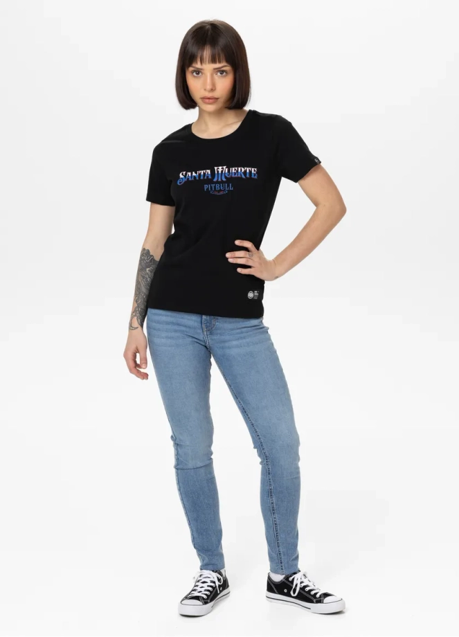 Koszulka damska T-shirt Pit Bull Santa Muerte Blue czarna