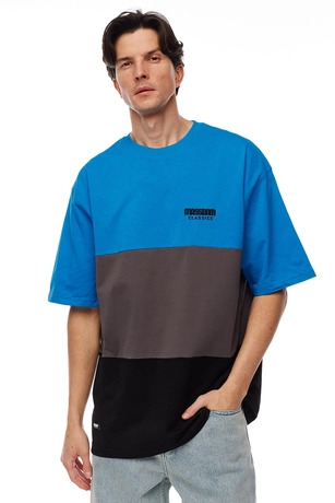 Koszulka męska t-shirt Mass Dnm Zone niebiesko/szaro/czarna