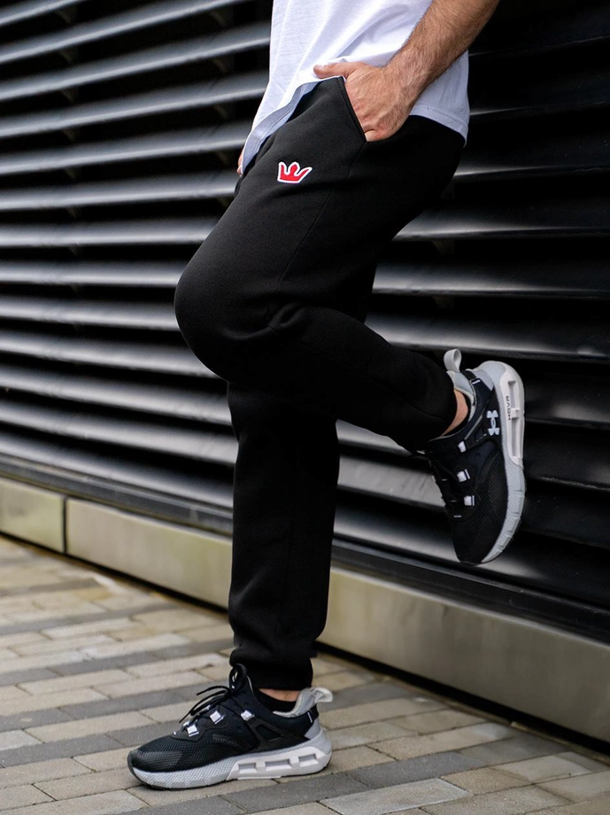 Spodnie dresowe męskie Jigga Wear Simple Crown Patch czarne