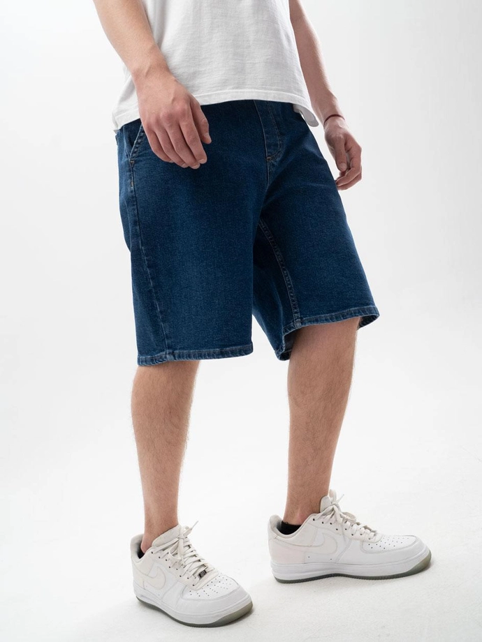 Spodenki szorty męskie jeans Jigga Wear Small Outline Crown niebieskie