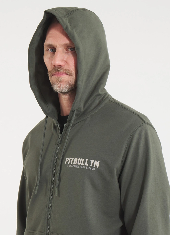 Bluza męska z kapturem Pitbull Pit Bull Para Bellum ZIP zielona