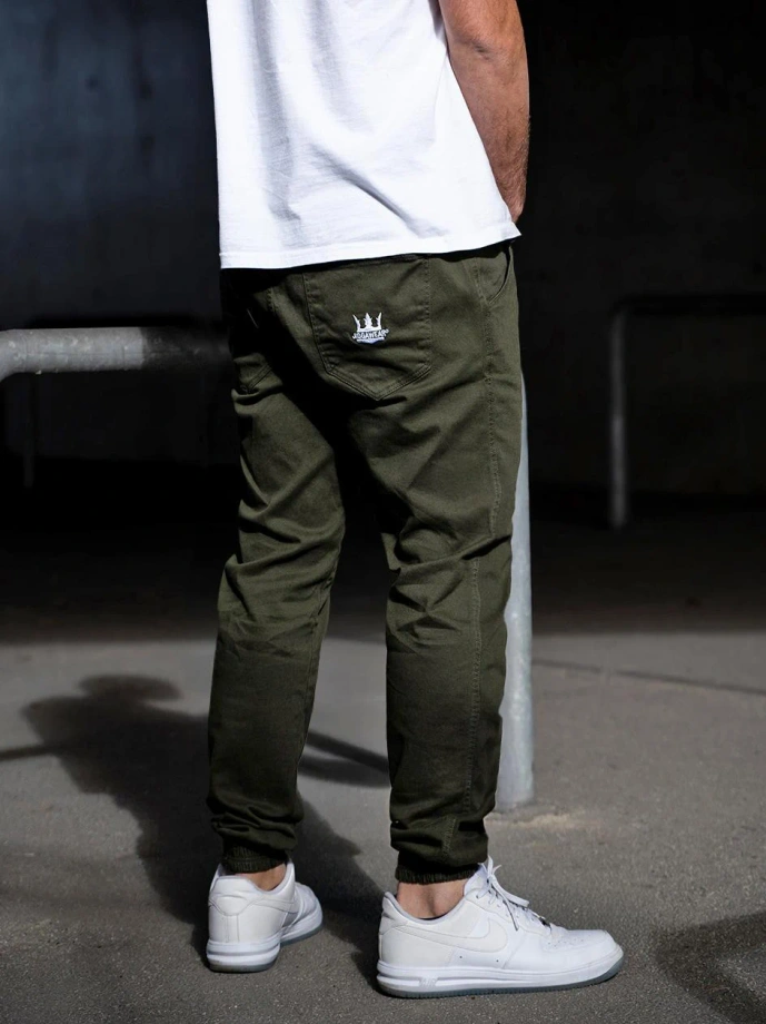Spodnie męskie Jogger Jigga Wear Crown oliwkowe zielone