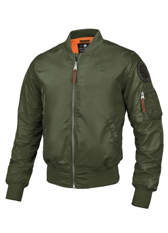 Kurtka męska przejściowa wiosenna Pit Bull MA 1 Logo Flight bomber jacket zielona 