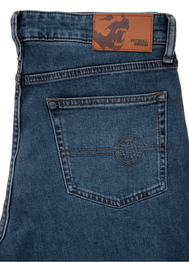 Spodenki szorty jeans męskie Pitbull Medium Wash Highlander niebieskie