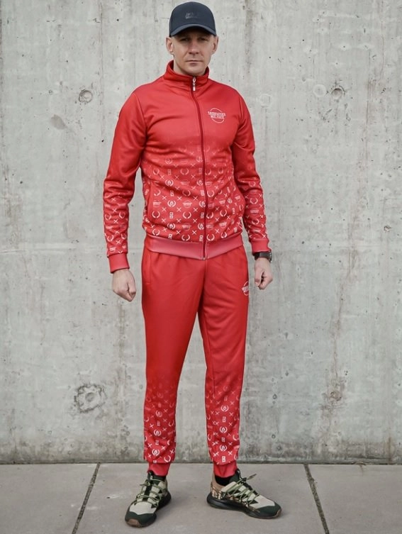 Spodnie dresowe męskie Środowisko Miejskie Pattern Poliester czerwone