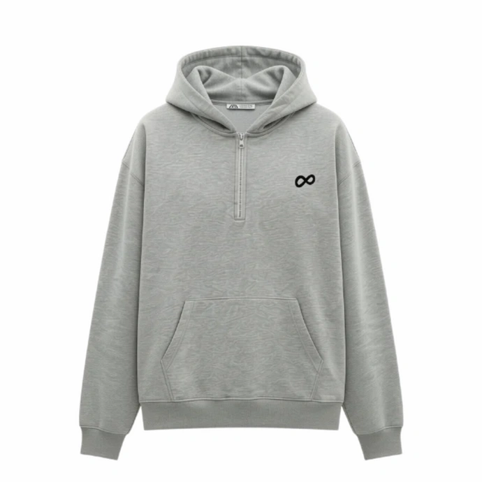 Bluza męska z kapturem half-zip Prosto Big Log Infinity szara