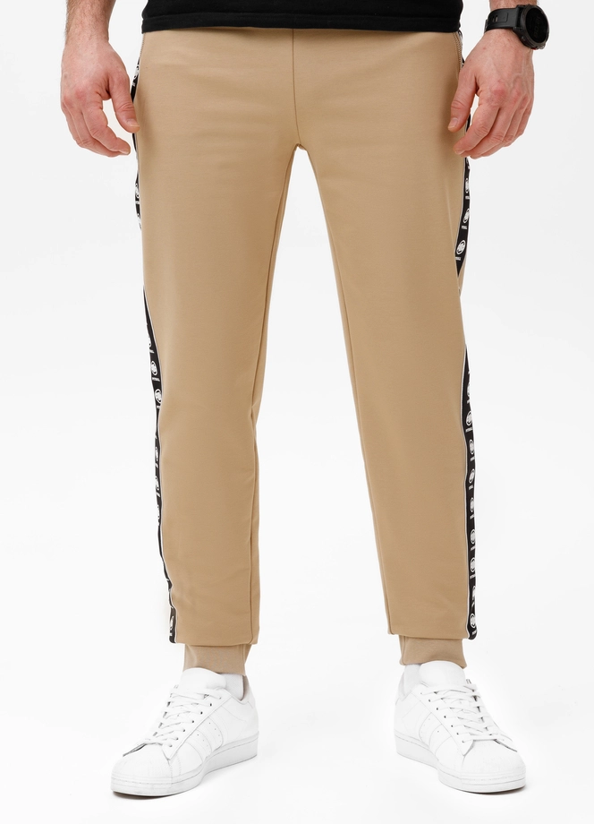 Spodnie męskie dresowe Pitbull Pit Bull Tape Nugget beżowe