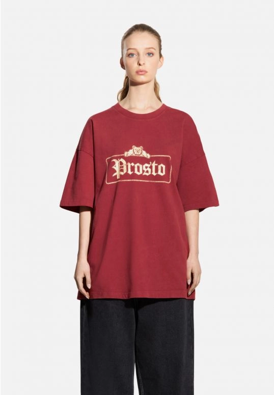 Koszulka męska t-shirt oversize Prosto Bull czerwona