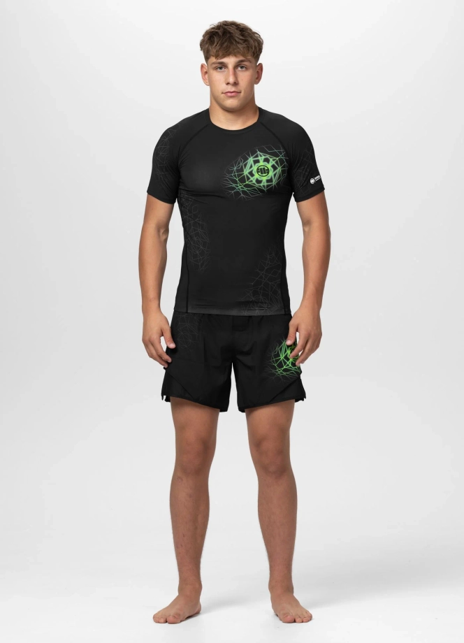 Koszulka męska rashguard Pitbull Ray czarna/zielona
