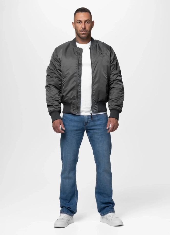 Kurtka męska przejściowa bejsbolówka Pit Bull Hacket grafitowa szara