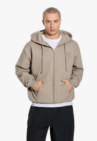 Bluza męska rozpinana z kapturem Prosto Shield beżowa