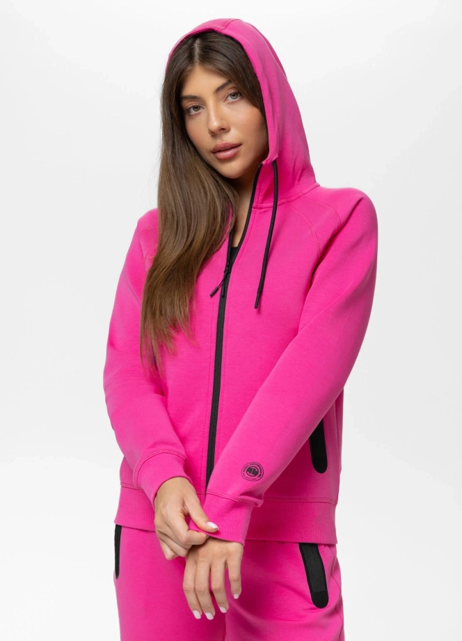 Bluza damska rozpinana z kapturem Pitbull Explory różowa