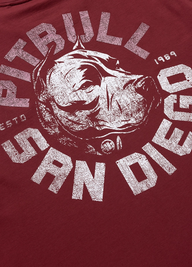 Koszulka męska T-Shirt Pit Bull Pitbull Dog SD bordowa