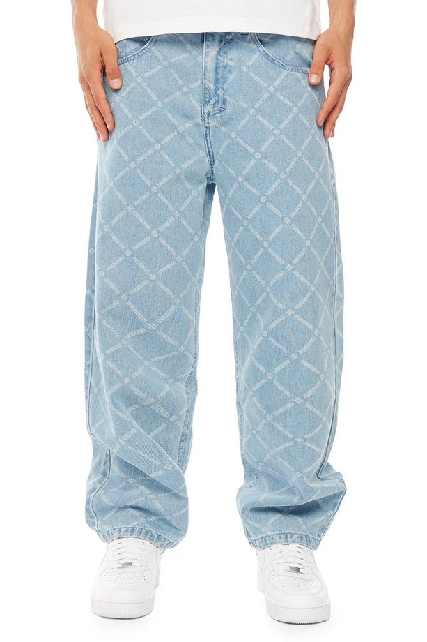 Spodnie męskie Jeans Extra Baggy Mass Denim Monogram jasno niebieskie