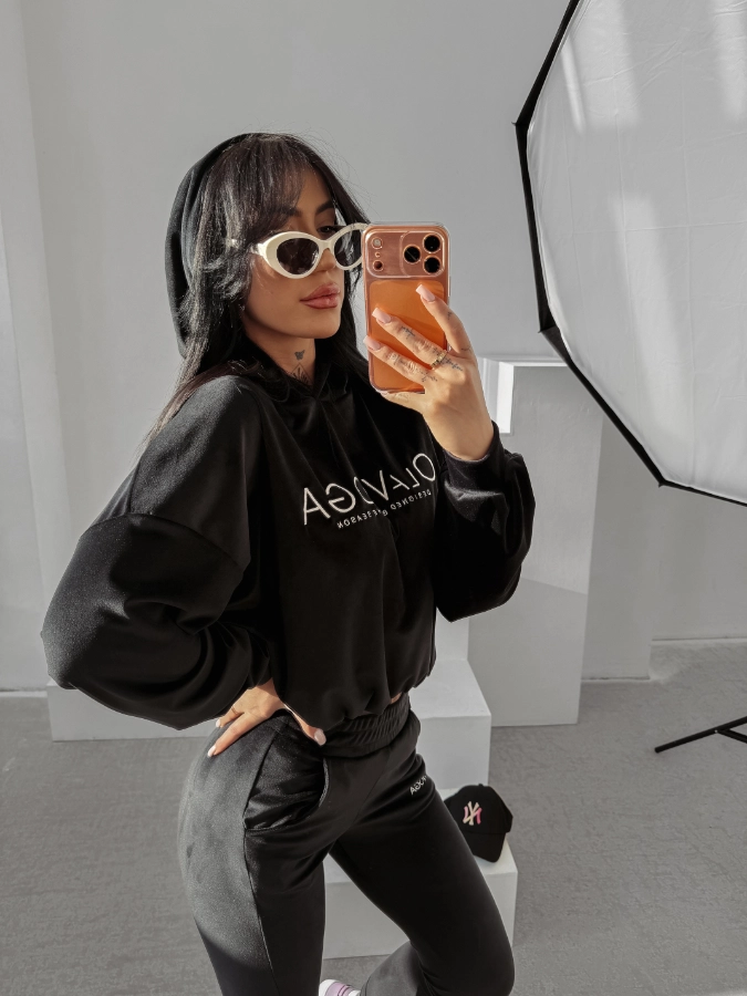 Komplet damski welurowy Olavoga Handies czarny