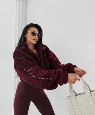 Bluza damska rozpinana Olavoga Tedi bordowa