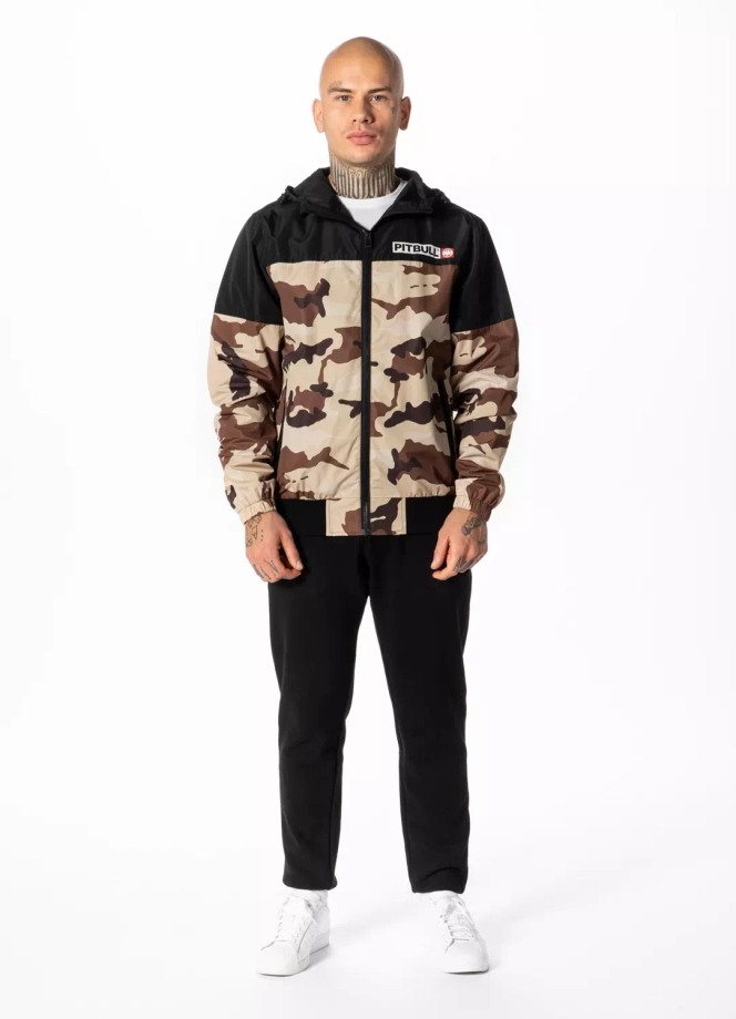 Kurtka męska wiosenna przejściowa Pit Bull Horizon Windbreaker wiatrówka piaskowa camo