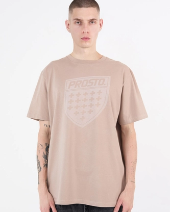 Koszulka męska t-shirt Prosto Shield beżowa