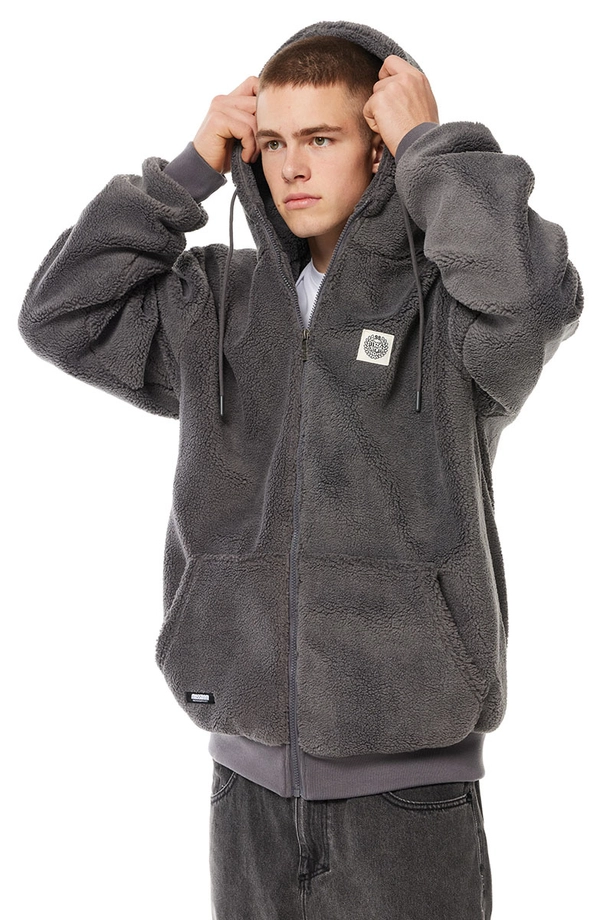Kurtka przejściowa rozpinana Teddy Mass Denim Patch szara