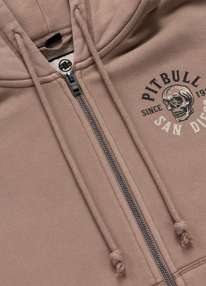Bluza damska rozpinana z kapturem Pitbull Washed Skull Surf brązowa