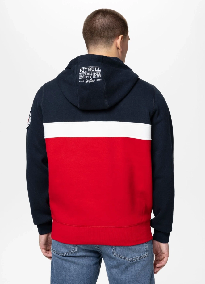 Bluza męska z kapturem Pit Bull Gibson granatowo/czerwona