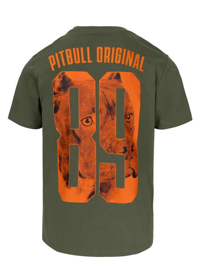 Koszulka męska T-Shirt Pitbull Eighty Nine Dog oliwkowa zielona