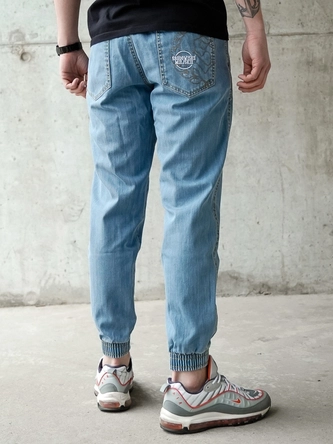 Spodnie męskie jogger jeans Środowisko Miejskie Laur jasne niebieskie