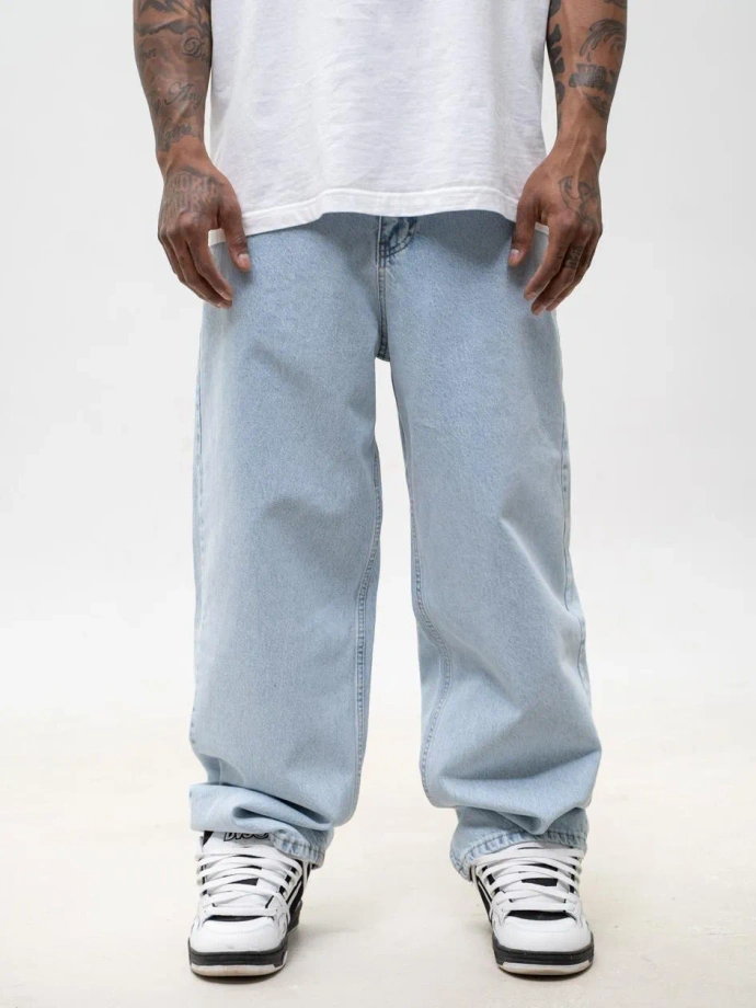 Spodnie męskie Jeans Super Baggy Jigga Wear New Outline Bleached niebieskie