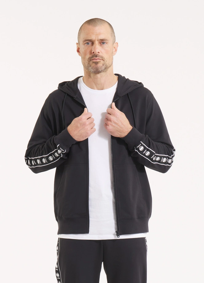 Bluza męska z kapturem Pitbull Pit Bull Tape Nugget ZIP czarna