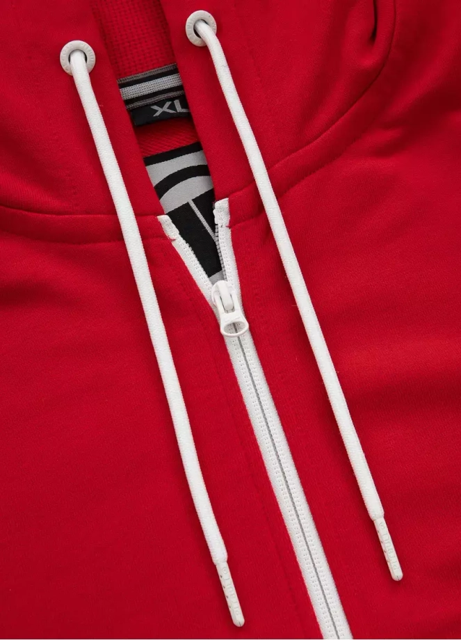 Bluza męska z kapturem Pitbull Pit Bull Small Logo Zip Terry czerwona