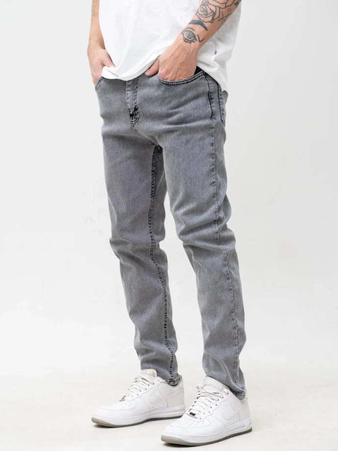 Spodnie męskie Jeans Jigga Wear Mini Haft Logo szare