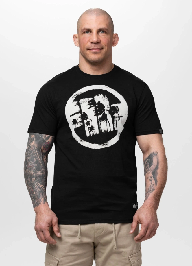 Koszulka męska T-Shirt Pitbull Logo Palms czarna